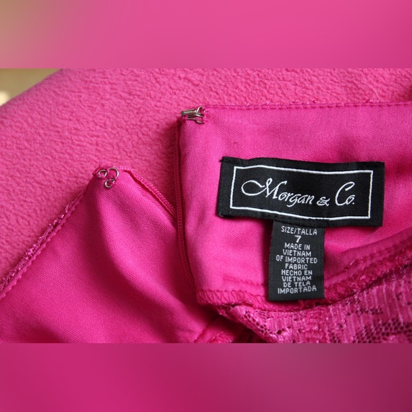Morgan & Co. | Hot Pink | Corset | Sparkle Lace | Formal Dress | Size: 7 - Picture 9 of 9